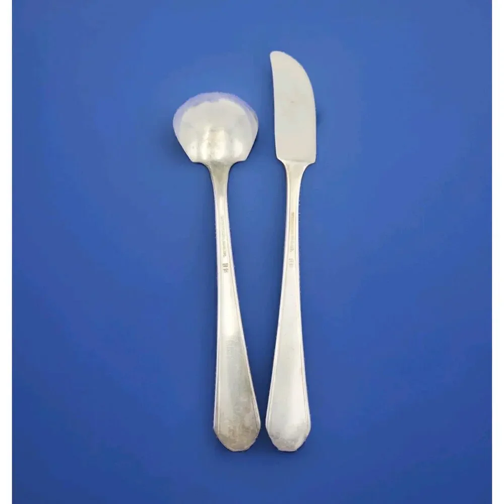 International Silverplate Wm Rogers Mfg FIDELIS Butter Knife & Sugar Spoon 1933